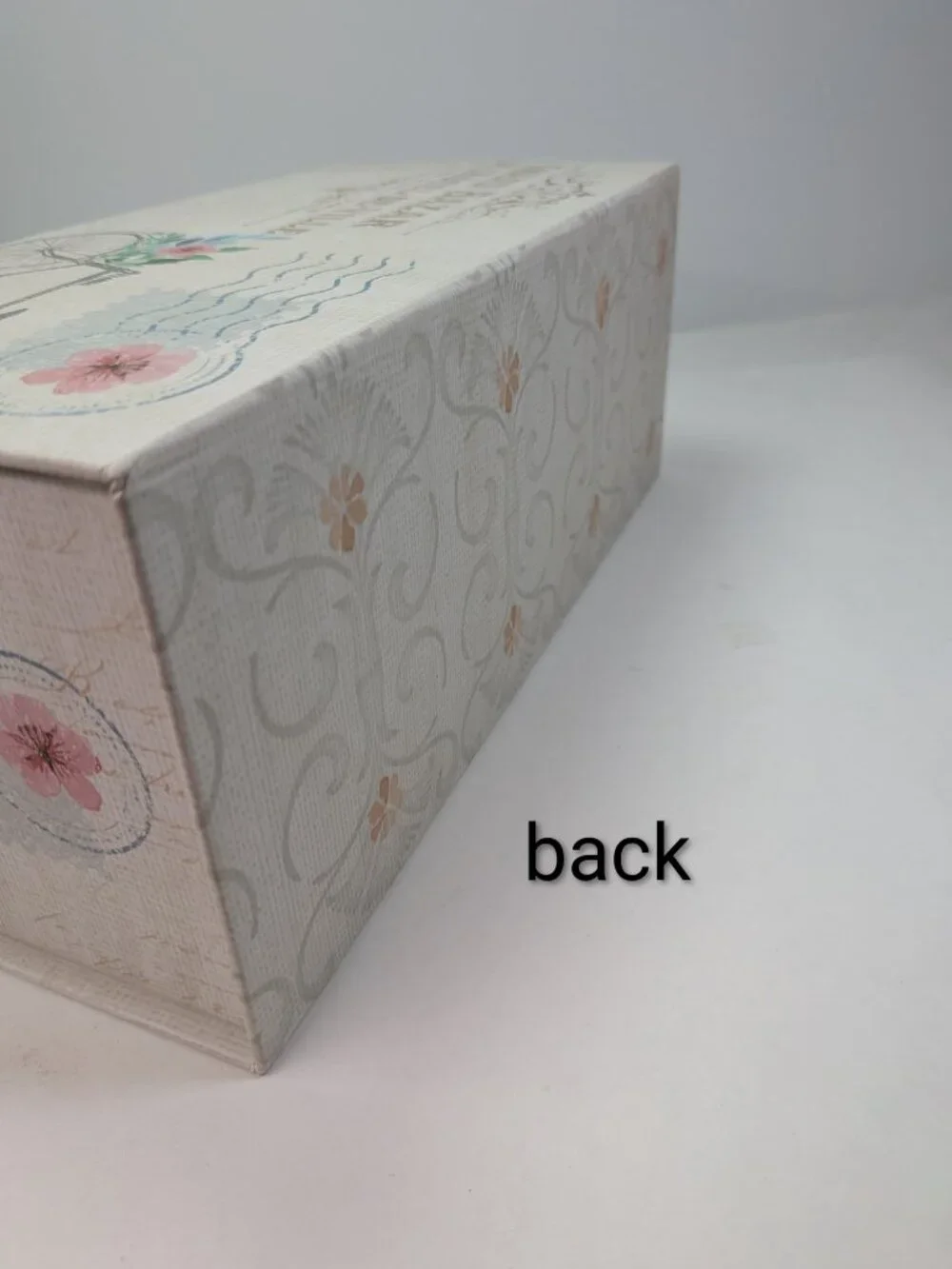 Paris France Storage Box Bicycle Gold Metallic Floral Postcard Art Blue